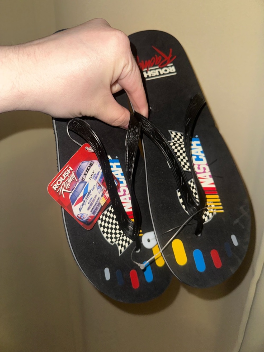 Roush Racing NASCAR themed flip-flops sandals men’s size 11 NEW